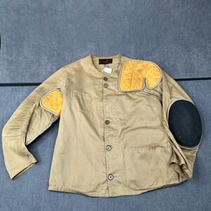 Vintage 10-X Shooting Jacket Tan Cotton Twill Leather Recoil Pad Mens 44 L